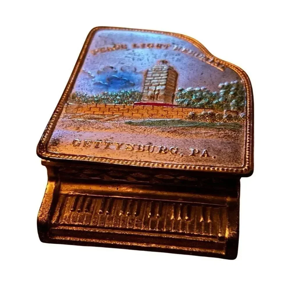 Gettysburg PA Piano Shaped Metal Trinket Box Peace Light Memorial
